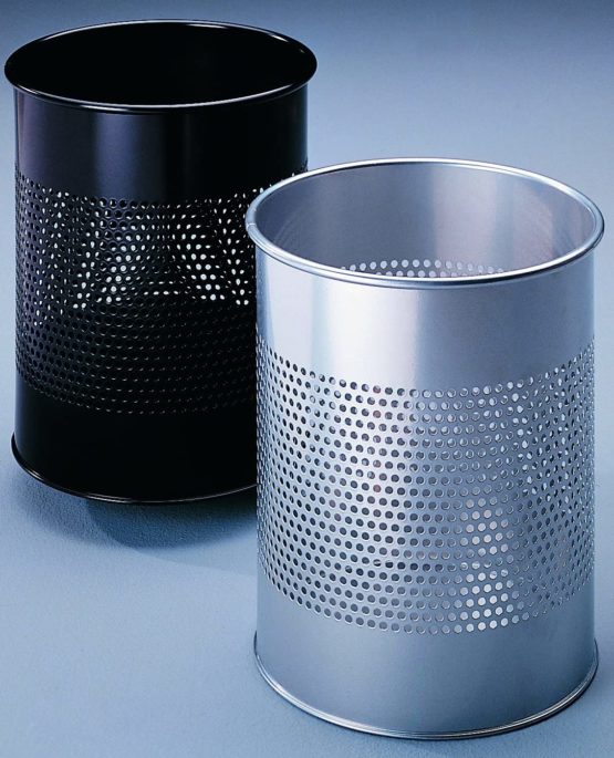 Durable Metal Round Waste Bin Silver 15 Litre Capacity | Stylish 165 mm Perforated Ring | Waste Basket for Offices, Schools, Home, etc. - Image 2
