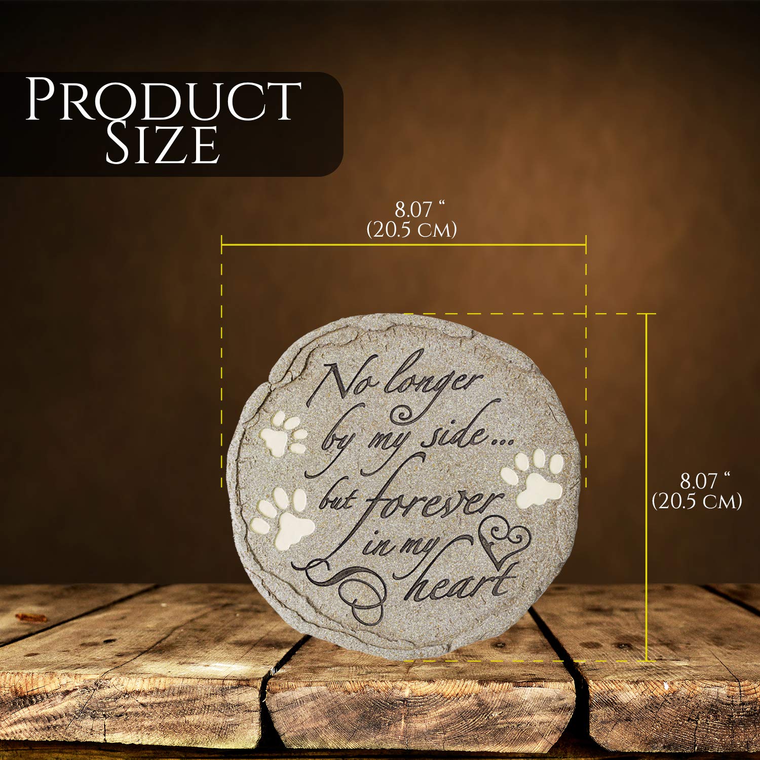 Orchid Valley Pet Loss Grave Marker Memorial Stone No longer by my side but forever in my heart with Paw Prints. Cat or Dog Sympathy Gift. Waterproof Weatherproof Outdoor Remembrance Item - Image 4