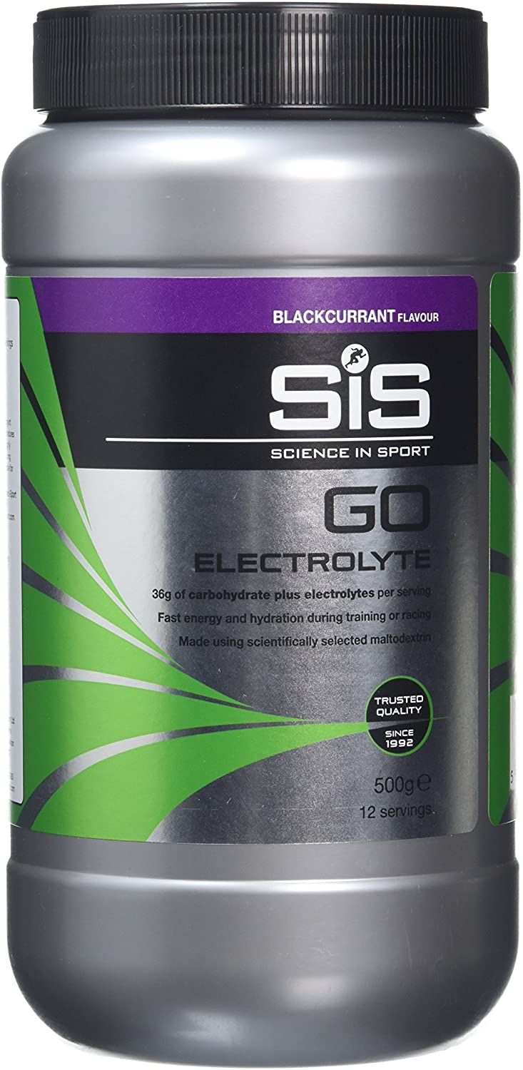 Science In Sport GO Electrolyte Powder Energy Drinks, High Carbohydrates and Sodium, Blackcurrant Flavour, 12 Servings Per 500 g