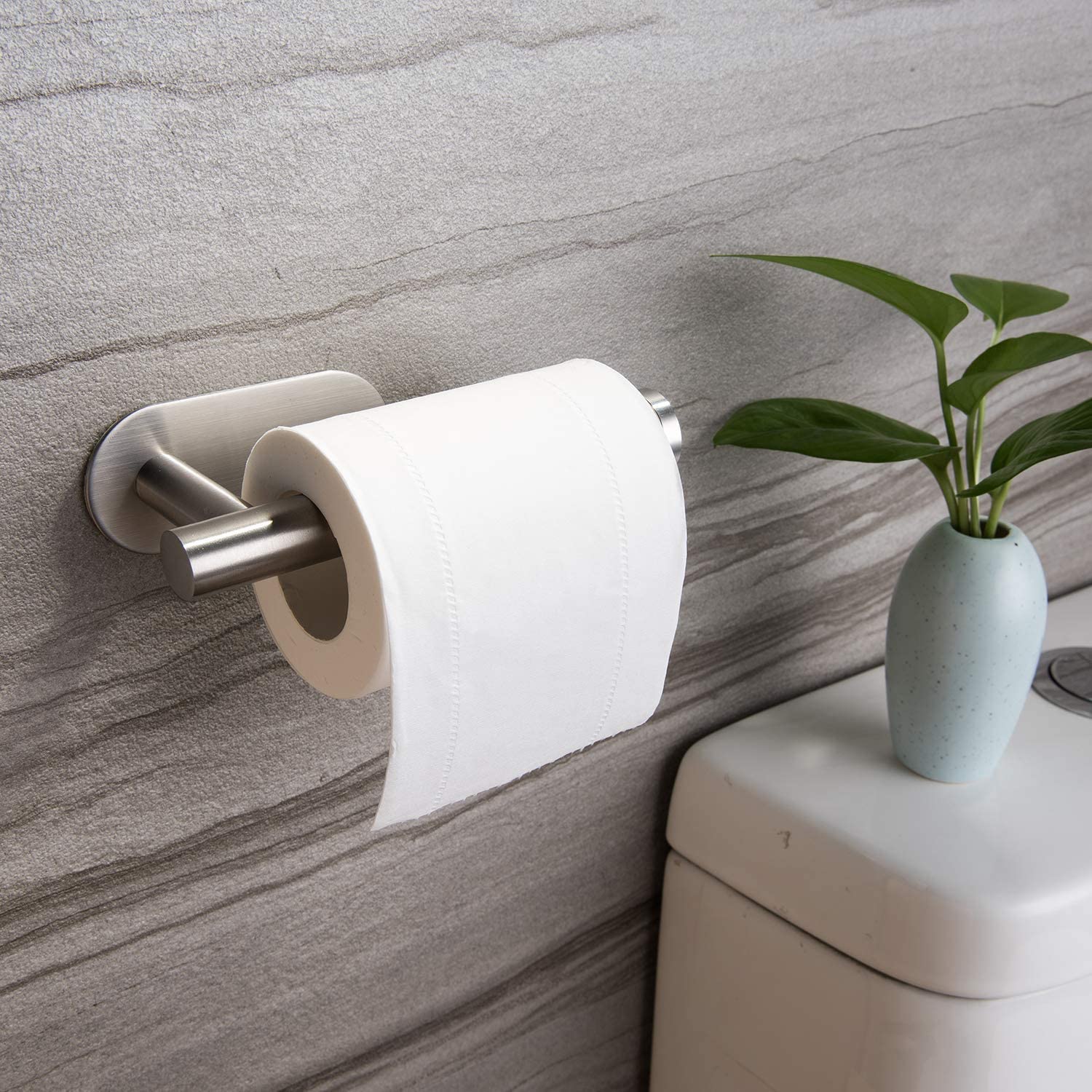Toilet Roll Holder Self Adhesive - Toilet Paper Holder for Bathroom Stick on Wall Stainless Steel Brushed by ZUNTO - Image 2