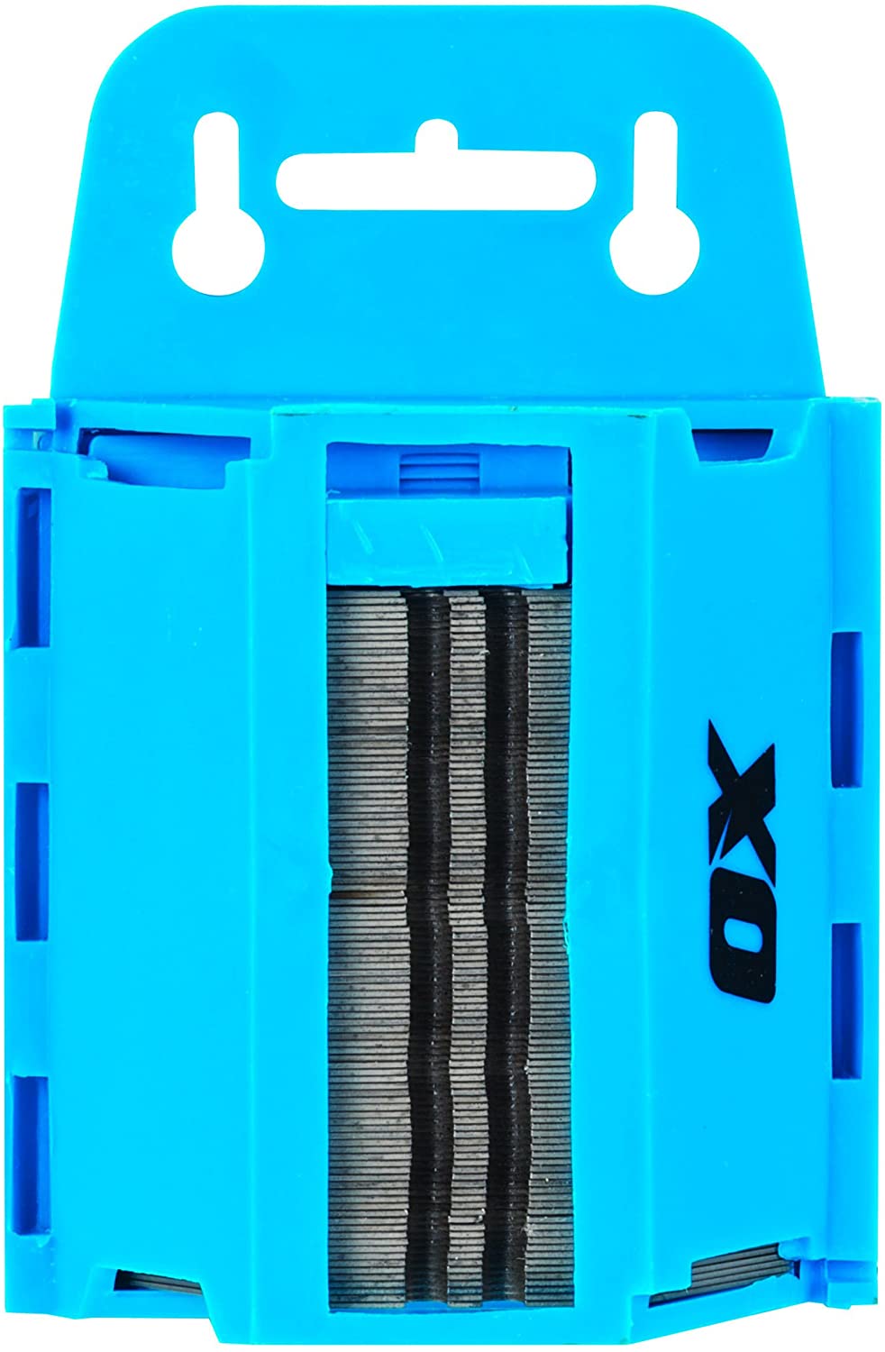 OX Pro 100 Pack Heavy Duty Knife Blades & Dispenser, Blue/Black