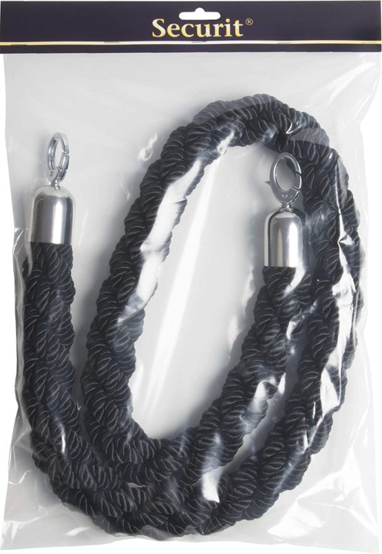 Securit Classic Range Barrier System Black Rope - Chrome Ends