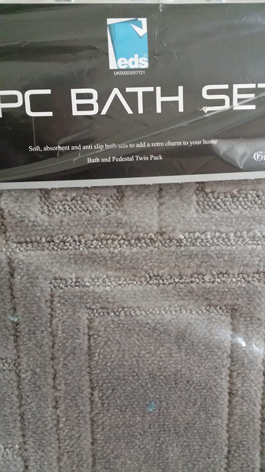 EDS Luxury 2 Piece Greek Bath Mat Set Non Slip Ultra Soft Bathroom Mats Water Absorbent Bath Mats Machine Washable Rug Toilet Mat for Bathroom Floor (Silver) - Image 3