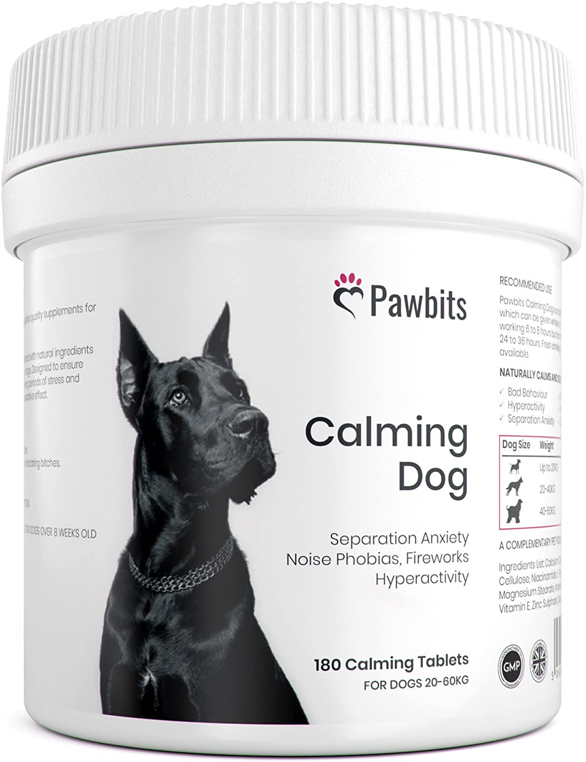 180 Pawbits Calming Tablets Supplement for Anxious & Hyperactive Dogs Calms Relaxes & Non-Sedative Dog Calming Tablets Fireworks