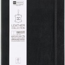 Basicos MR 10402 – Flexible Leather Notebook 4, 300 Sheets, Squared, with Rubber, Black