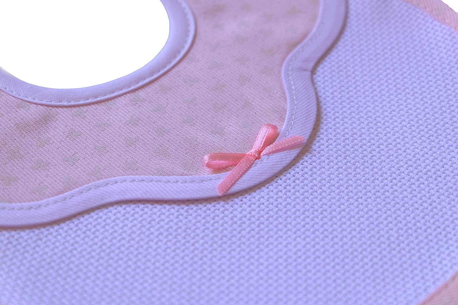 FILET, Round Bib with Aida Insert for Embroidery Made of Cotton Pique with Shamrock Print - Image 2