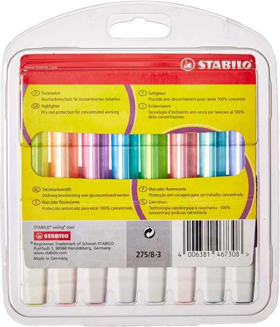 Highlighter - STABILO swing cool Wallet of 8 Assorted Colours - Image 2
