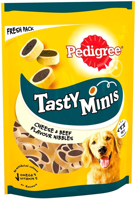 Pedigree Tasty Minis - Dog Training Treats Cheesy Nibbles with Cheese and Beef, bag (8 x 140g)