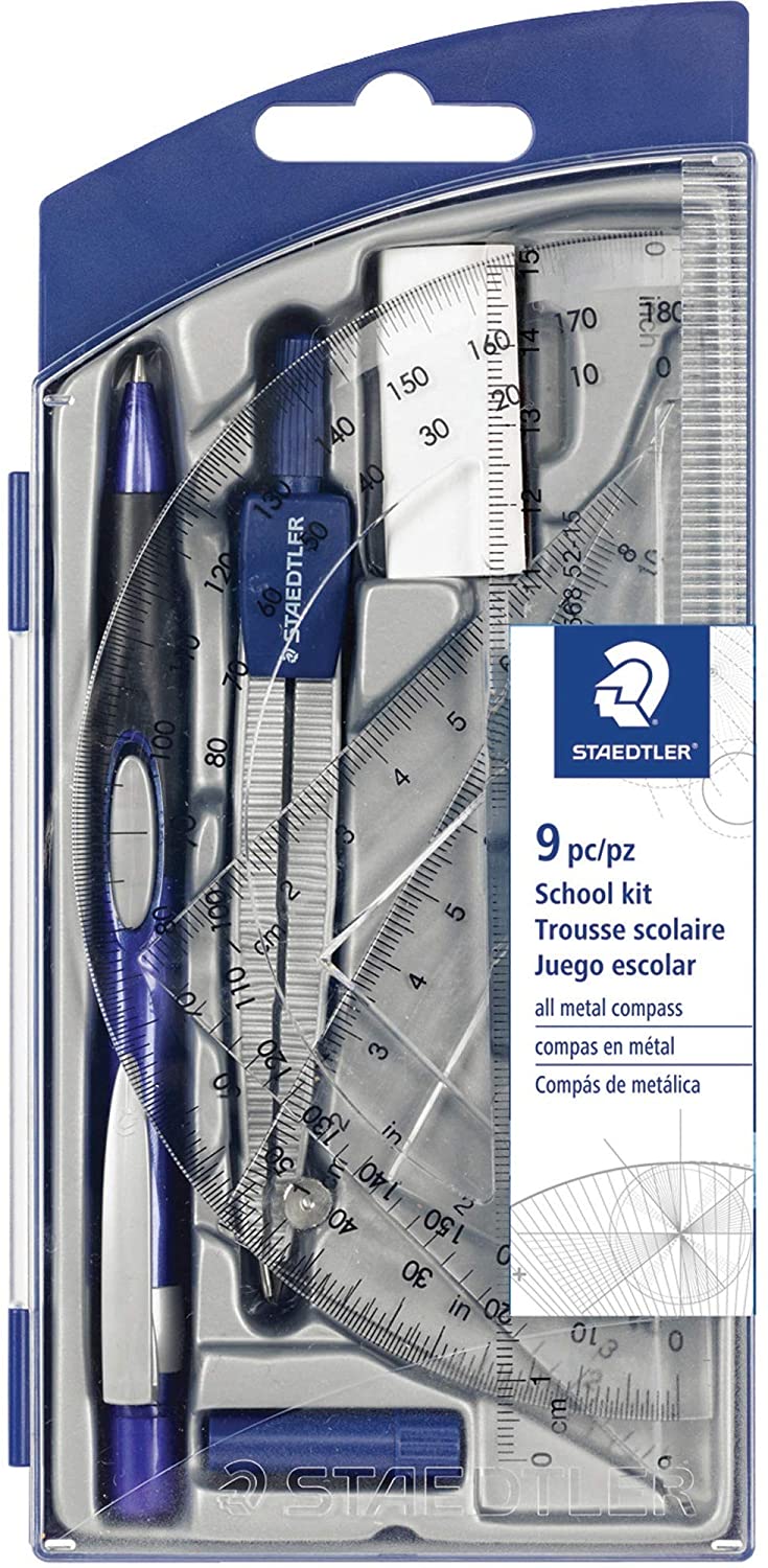 Staedtler School Math Set-9Pcs, Multicolor