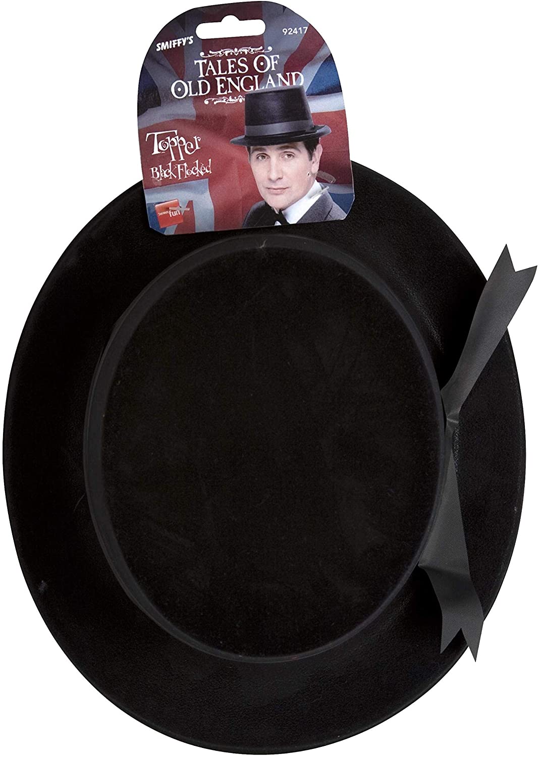Flocked Topper Hat, Black, Felt - Image 3
