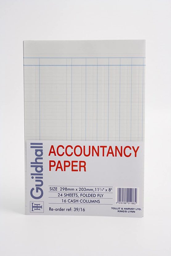 Exacompta Guildhall A4 Accountancy Paper, 24 Sheets, 16 Cash Columns
