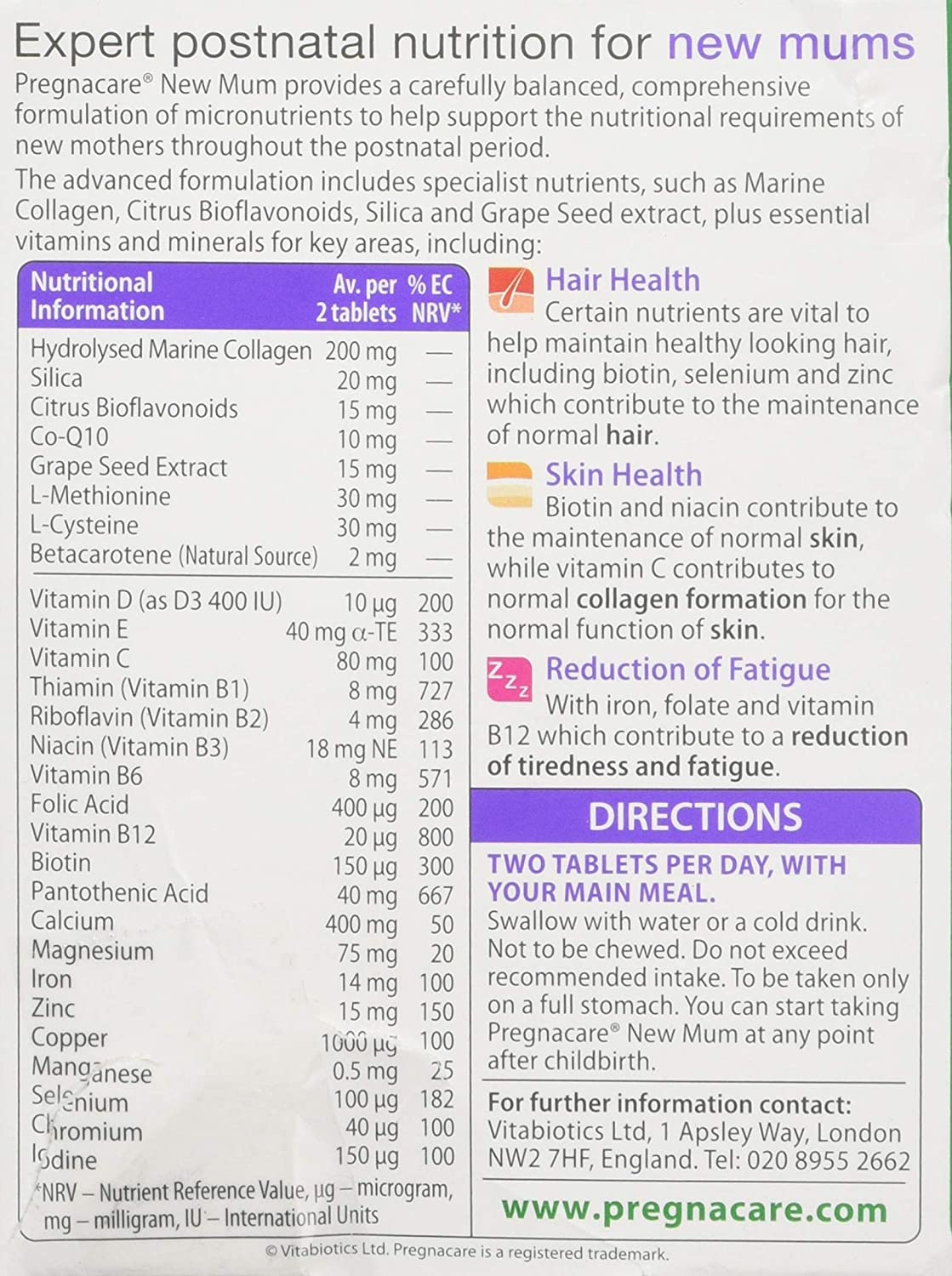 Pregnacare New Mums Post Natal Recovery Vitamins for new mums, White, 56 count (Pack of 1) - Image 2