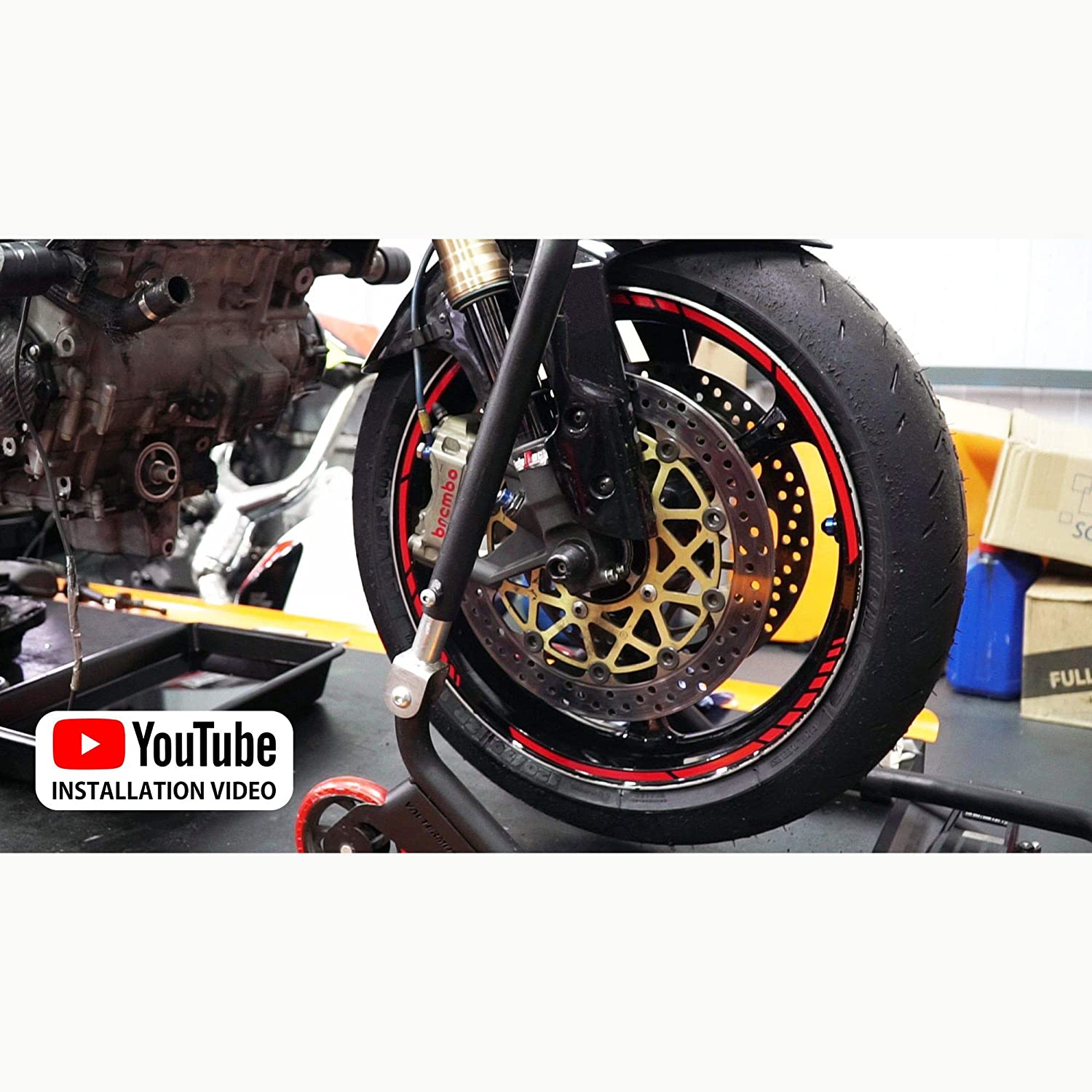 Autodomy Pack 6 Units Wheel Rim Stickers Desing Sport, White, 15 pulgadas - Image 3