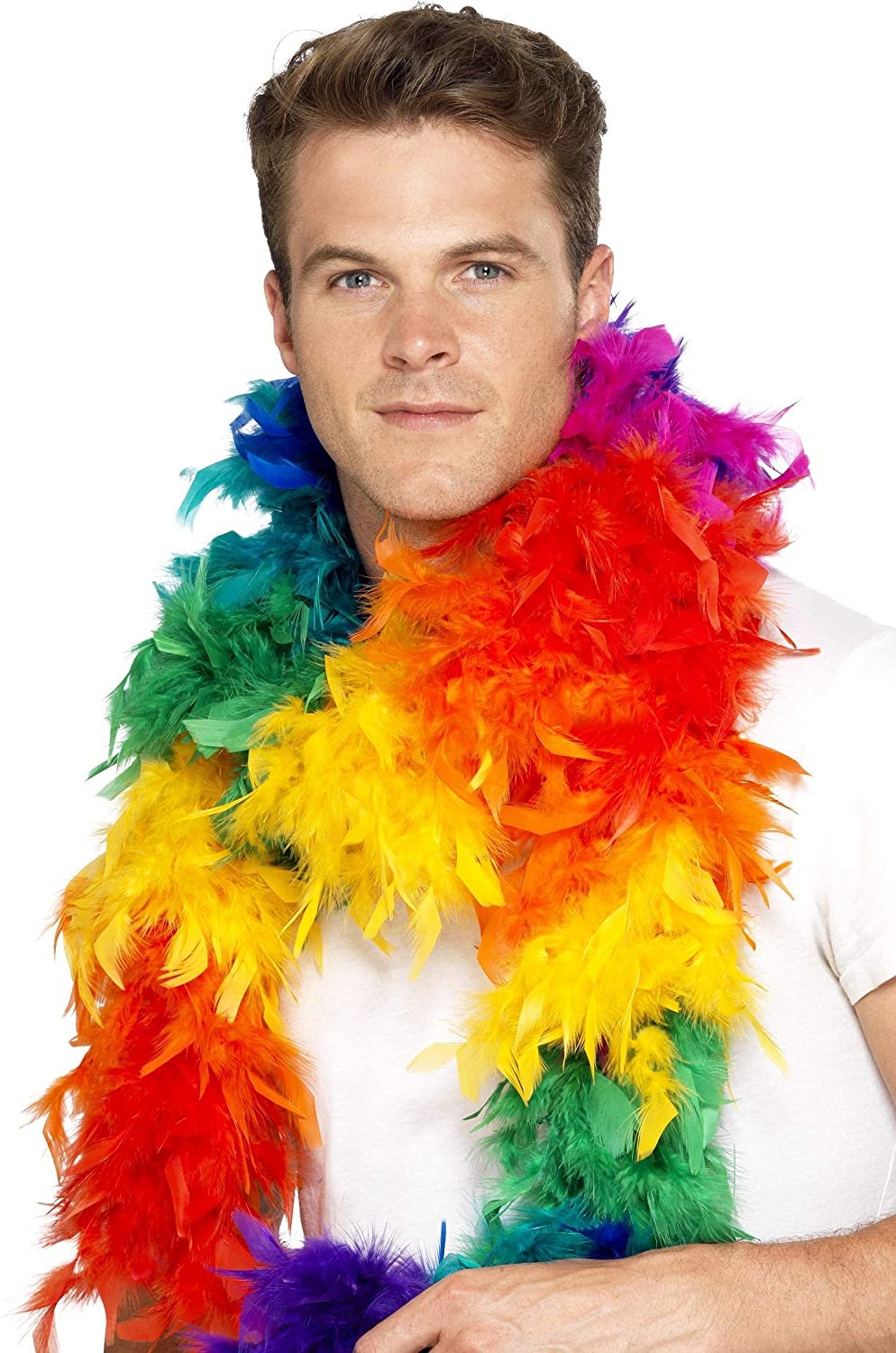 Smiffys Feather Boa, 80g, Rainbow , Rainbow/Gay Pride Items Fancy Dress, Adult Dress Up Accessories Halloween - Image 2