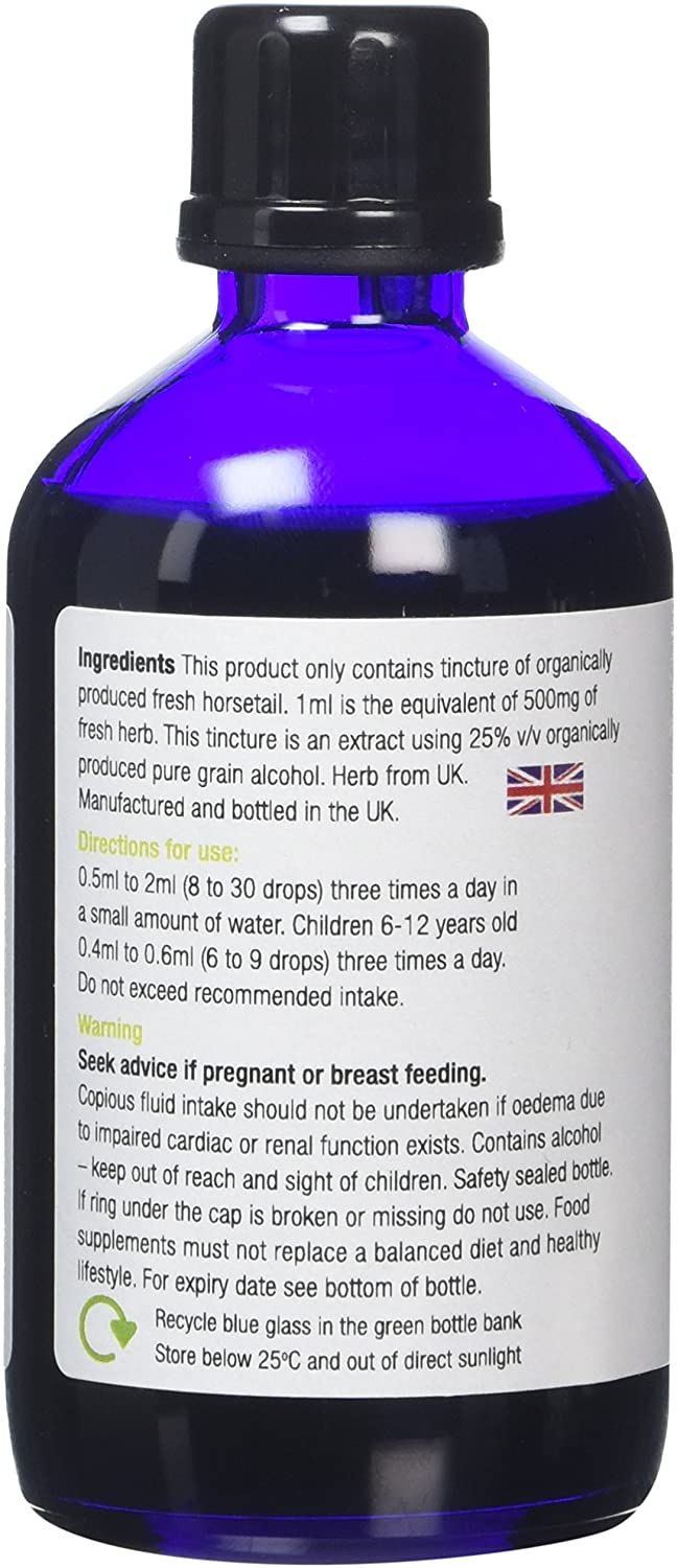 Organic Herbal Remedies 100ml Horsetail Tincture, Blue Bottle, 100 ml (Pack of 1) - Image 3