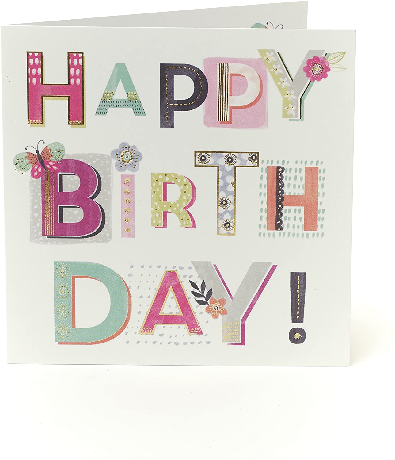 UK Greetings Birthday Card For Her/Female Friend With Envelope - Lovely Design, White and floral, 159 mm x 159 mm
