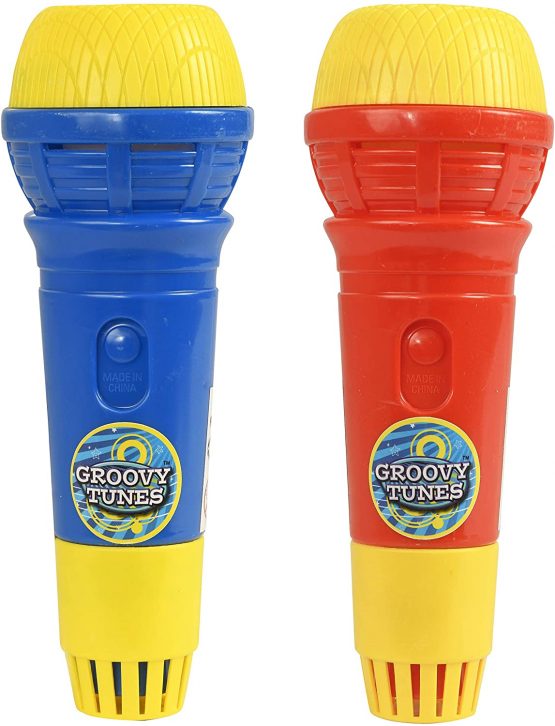 HTI Toys & Games Groovy Tunes PACK OF 2 Echo Microphones Red & Blue | Great Singing Toy Prop Mic For Kids and Adults Girls And Boys