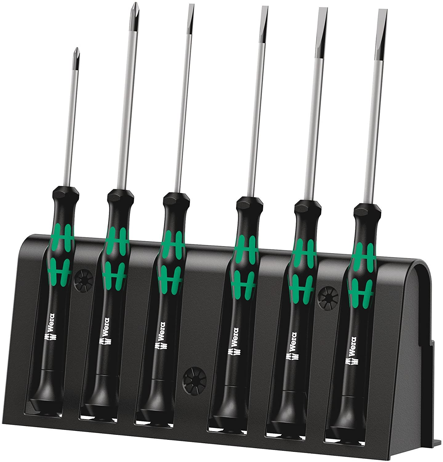 Wera 2035/6 B Kraftform Micro Screwdriver Set, for electronic applications PH/SL, 6 Piece, 05118152001, Silver
