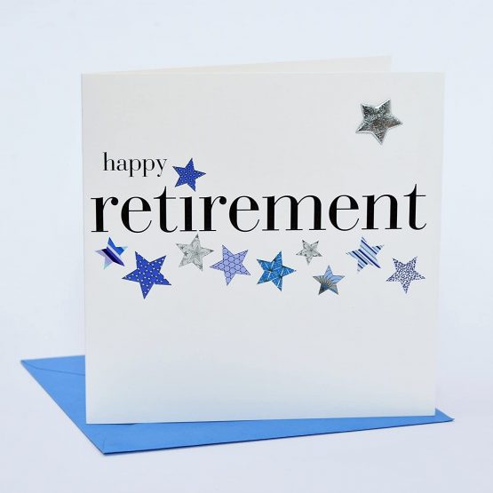 Claire Giles Hearts and Stars Happy Retirement Card - Blue - Image 2