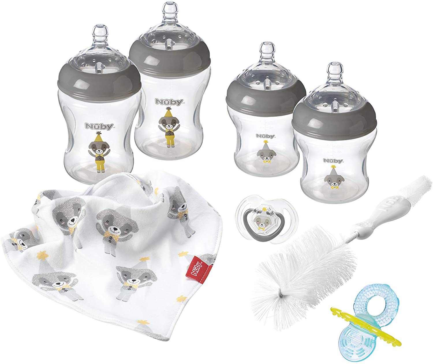 Nuby Newborn Baby Bottles Starter Set Grey