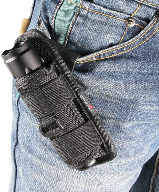 ULTRAFIRE 402 Flashlight Holster For LED Tactical Torch, Duty Belt Flashlight Holder Nylon Cover Pouch Case Bag with 360 Degrees Rotatable Clip, Long Type, New Version(2 Pack) - Image 2
