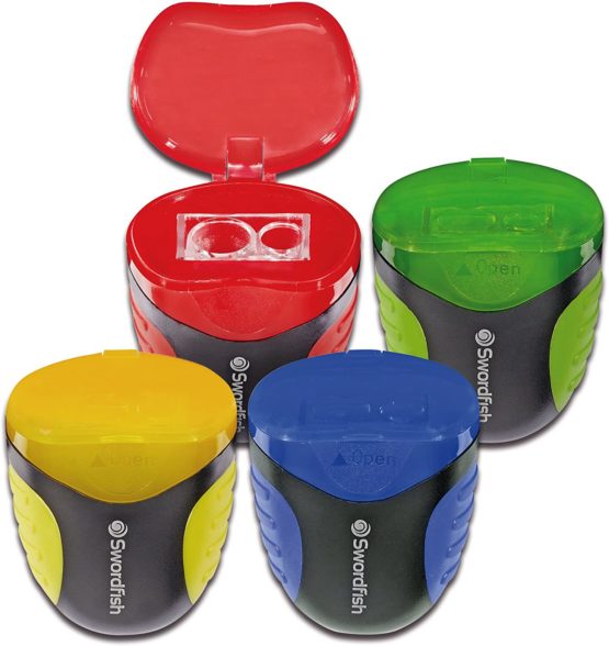 Swordfish "Canister Flip" Double Hole Canister Pencil Sharpener [Pack of 1] Assorted Colours [40291]