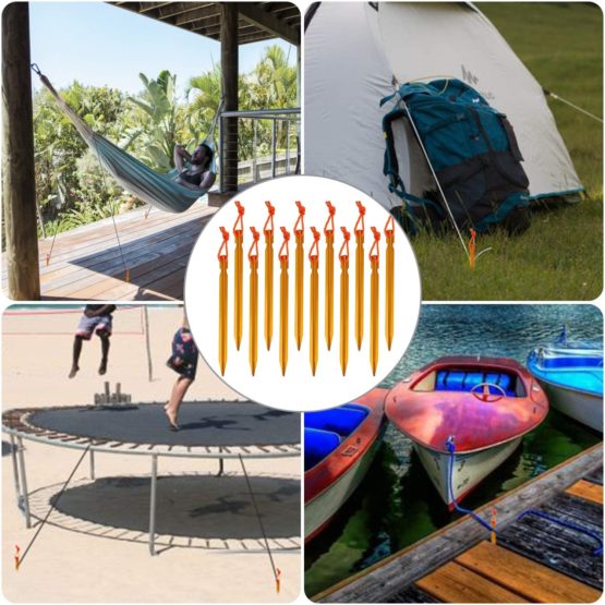 Rovtop 12Pcs Camping Tent Stakes Pegs 18cm Aluminium Alloy with Reflective Rope for Camping,Beach,Outdoor and Sand - Image 3