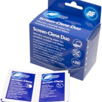 AF Screen-Clene Monitor Cleaning Duo Pairs of Wet and Dry Wipes. Anti-Static Cleaning Wipes - Box of 20 Duo Wipes For Smartphones, TV's, Glasses Lenses, Laptops, Monitors & Tablets
