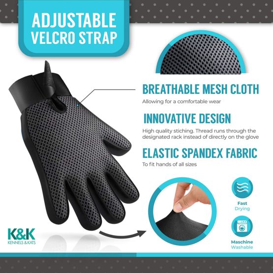New Version Pet Grooming Gloves, Premium DeShedding Glove for Easy, Mess-Free Grooming of Cats, Dogs, Rabbits and Horses with Long/Short/Curly Fur - Image 3