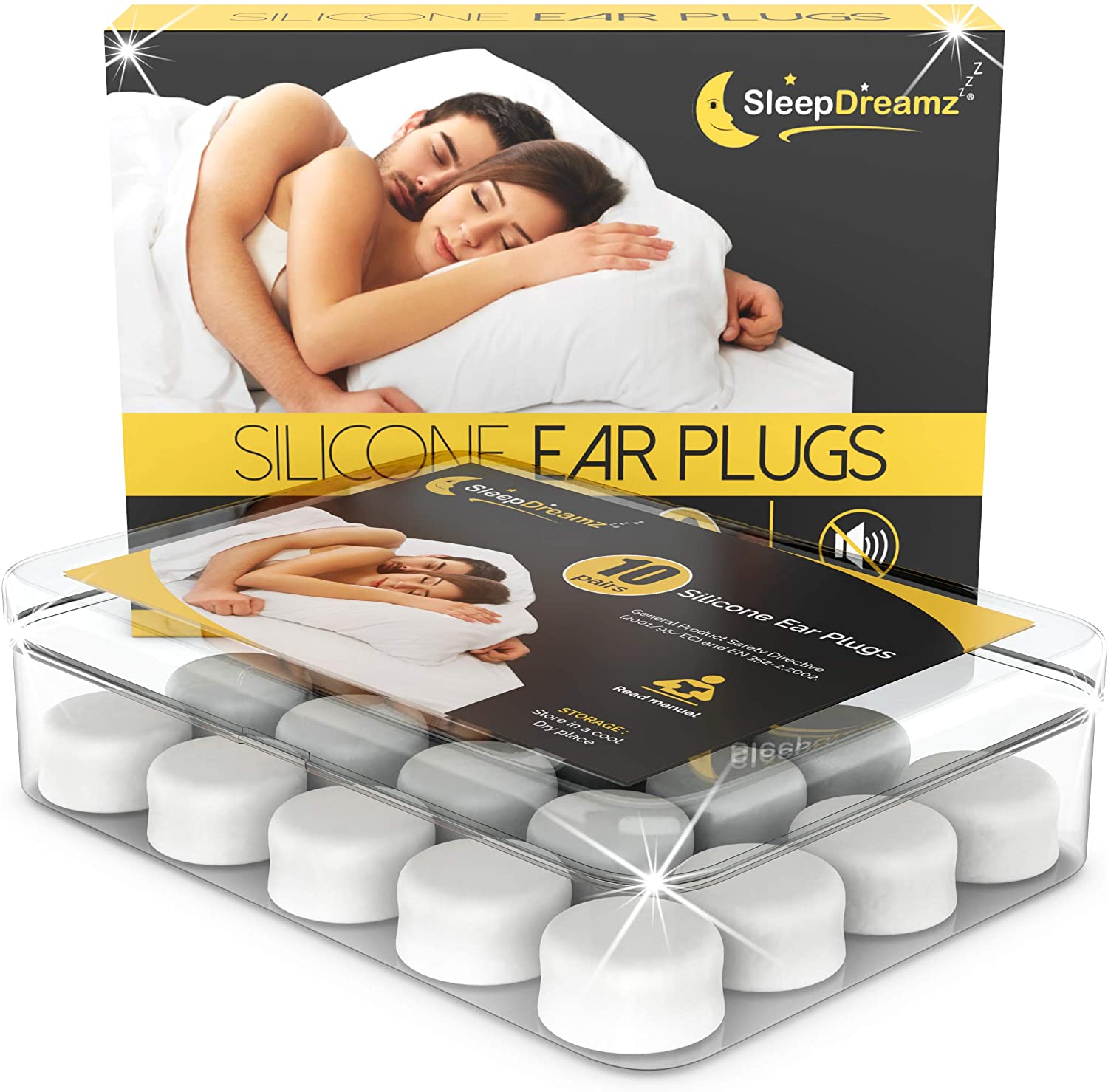 Premium Ear Plugs for Sleeping, 10 works, White, Noise-Cancelling Earplugs for Peaceful & Uninterrupted Sleep
