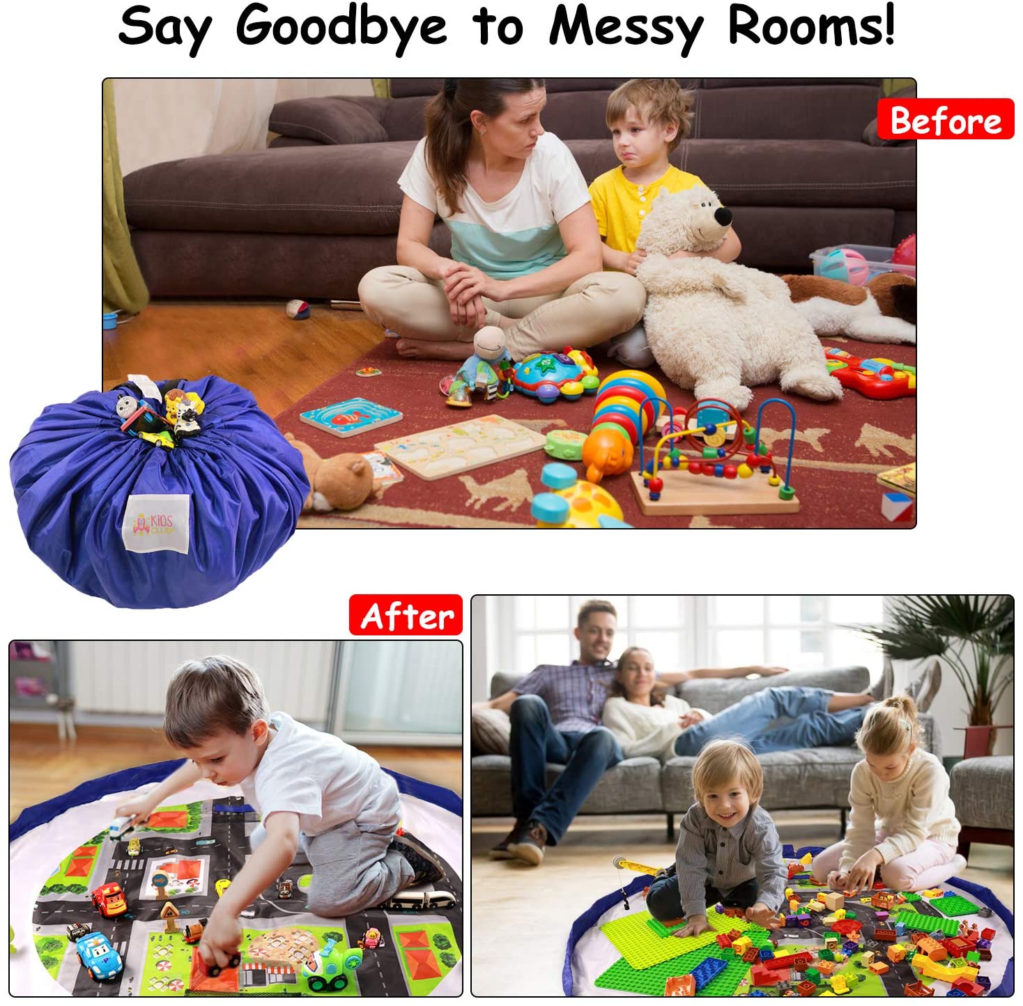 Toy Storage Bag by Drawstring Toy Bag Mat for Kids Play Mat Bag Toy