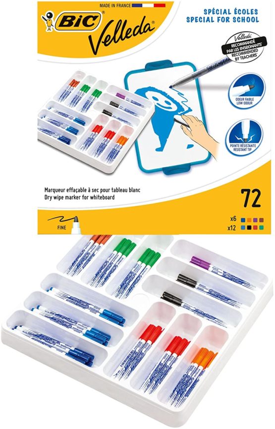 BIC Velleda 1721 Whiteboard Pens - Assorted Colours, Classpack of 72