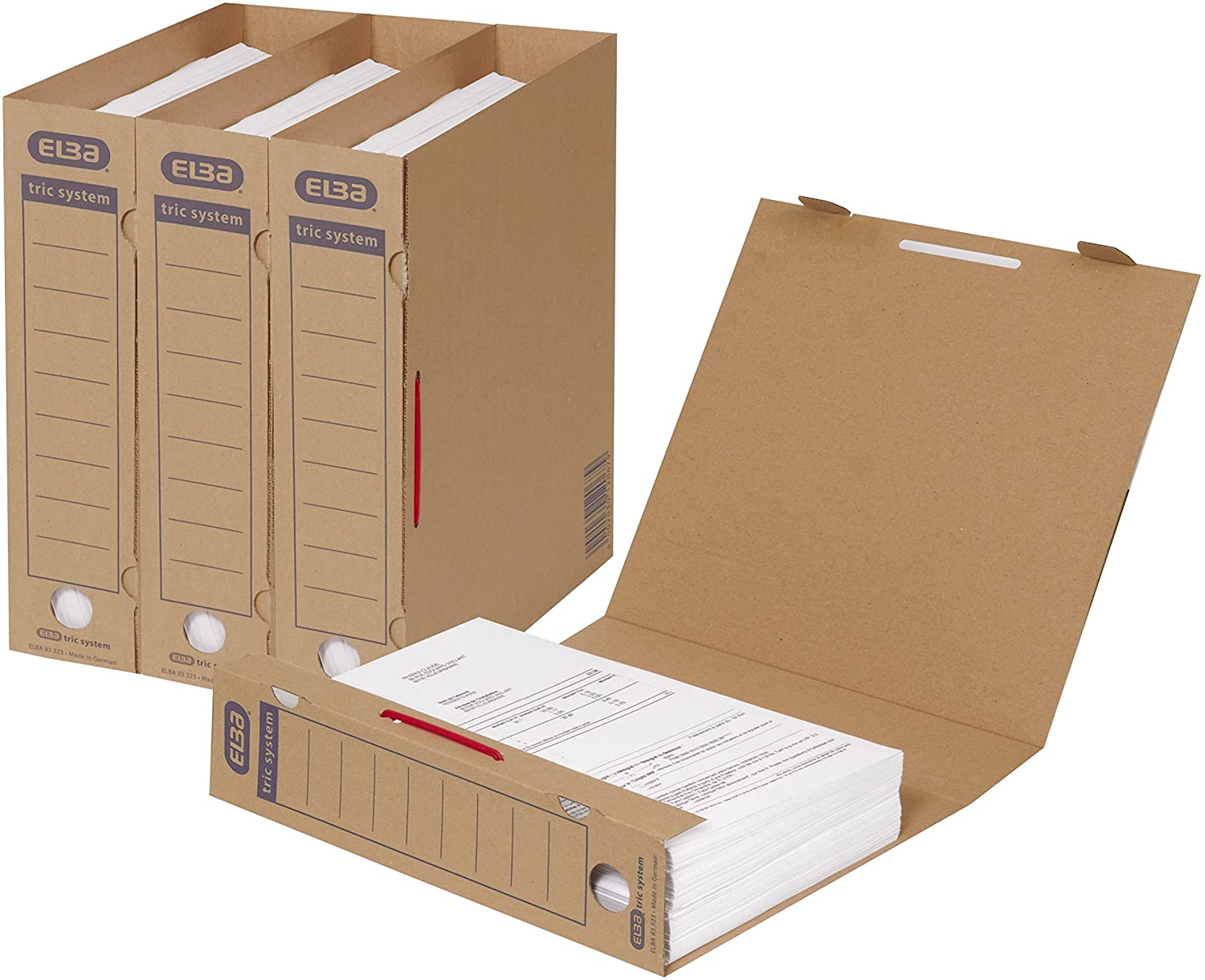 Elba Tric System 83523 A4 Archive Folder for Approximately 500 Sheets/Pack of 30 / Natural Brown, 78 x 288 x 314 mm