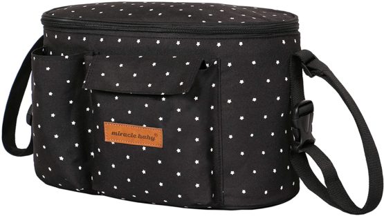 Buggy Bag Stroller Organizer Bag for Mom, Pram Bag with Zipper, Large Storage Space Buggy Organizer for Toys, Diapers, Drinking, Bottles, Cell Phones and Other Baby Items(Black Point) - Image 2