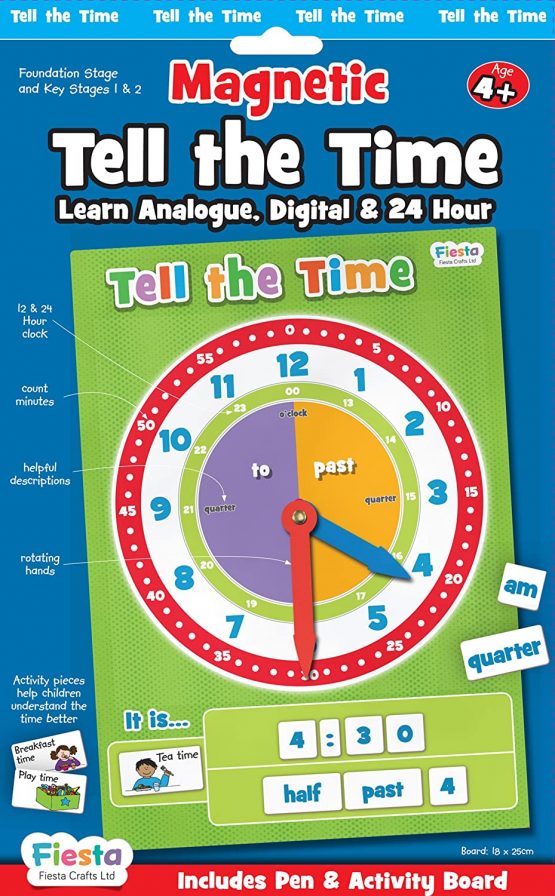 Fiesta Crafts T-2763 Magnetic Tell The Time Educational Toy, Various