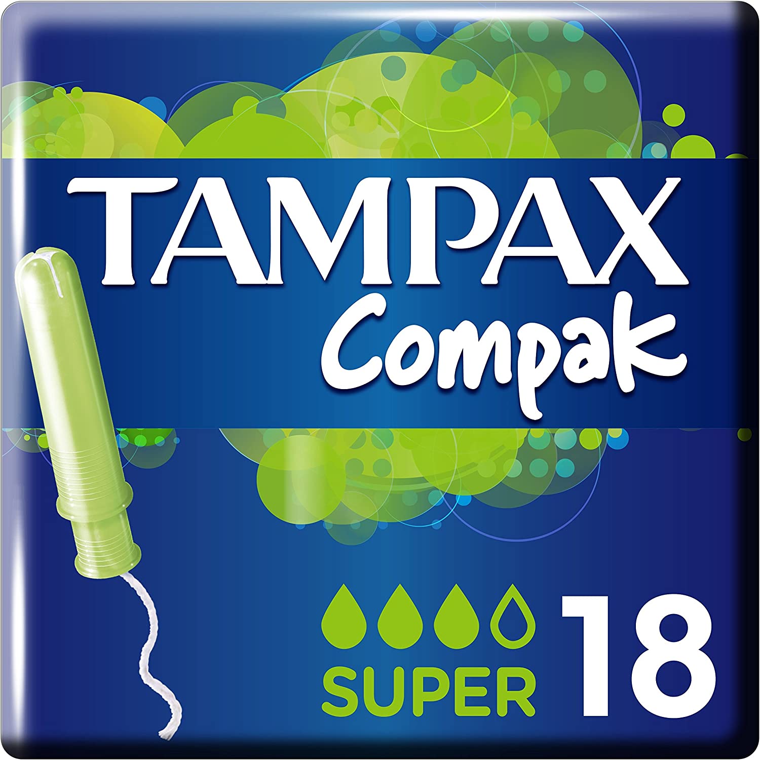 Tampax Compak Super Tampons With Applicator 18X, 18 count, 18 Count (Pack of 1)