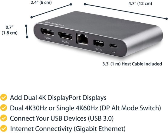 StarTech USB C MULTIPORT ADAPTER - DUAL MONITOR - 2 X 4K DP - WINDOWS-PD - Image 4