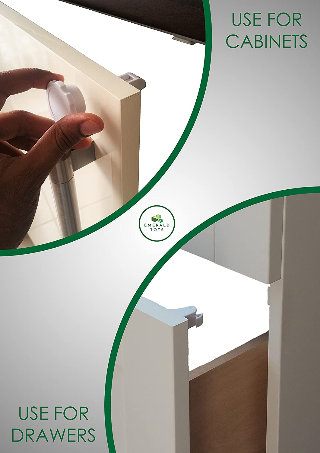 Emerald Tots Magnetic Baby Safety Cupboard Locks & Bonus Baby proof Kit (4+1 key), 4 Locks + 1 Key - Image 2