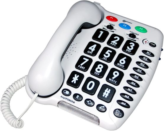 Geemarc AMPLIPOWER 40 - Amplified Extra Loud 40 dB Big Button Corded Telephone with Memory Buttons- Hearing Aid Compatible - White Colour- UK Version - Image 4