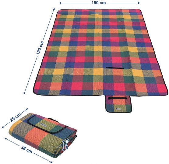 SONGMICS GCM50K 195 cm x 150 cm Picnic Blanket, Insulated, Waterproof, Red+Green+Orange - Image 3
