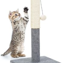 Relaxdays Freestanding Scratching Post for Cats with Sisal Post and Ball, 54 cm, Grey