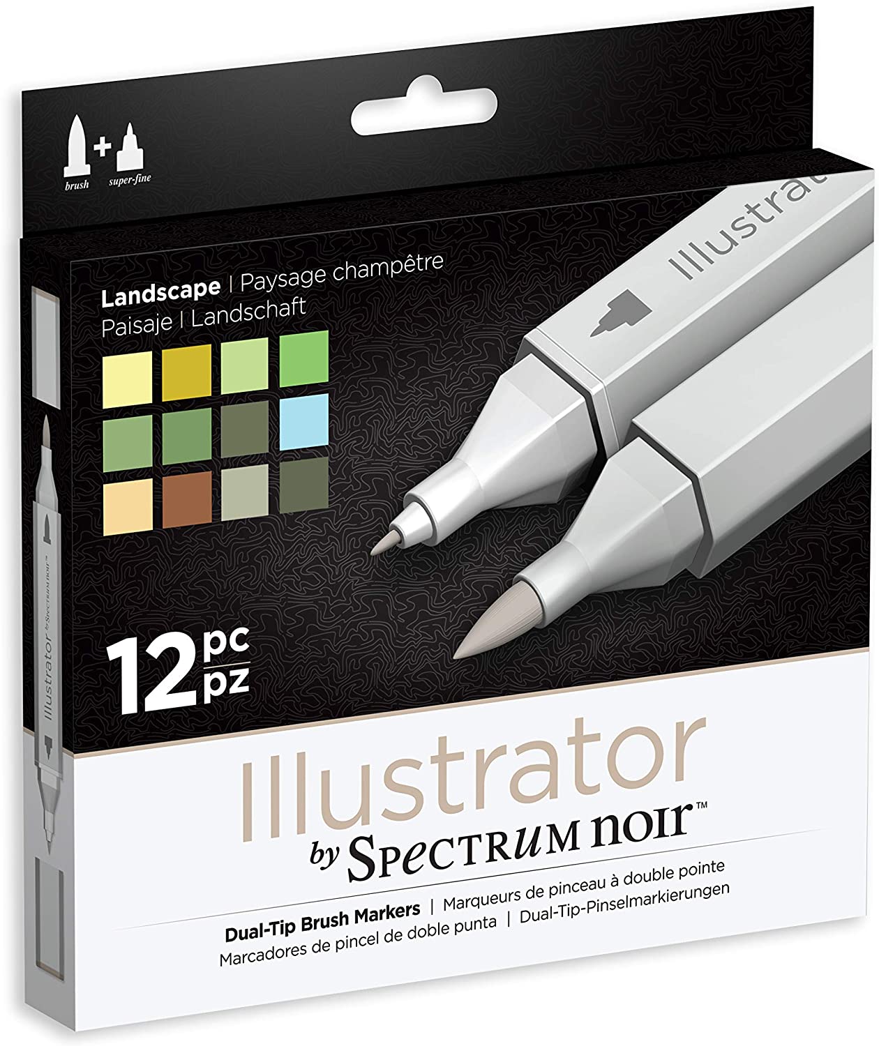 Spectrum Noir Illustrator Alcohol Dual Nib Marker Pens, Landscape, Pack of 12, 19 x 18.4 x 2.1 cm, 1 count (Pack of 12) - Image 2