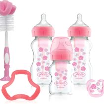 Dr. Brown's Natural Flow Options+ Anti-Colic Baby Bottles Gift Set, Pink