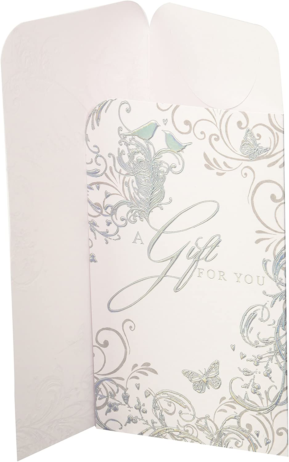 Creative Money Wedding Gift Voucher Wallet Card Silver Birds & Butterfly Design, multicolor, 17.8cm x 9.8cm x 0.2cm - Image 2