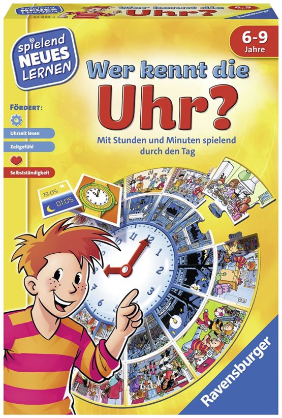 Ravensburger 24995 - Who knows the watch? - Play and Learn for Children, Educational Game for Children from 6-9 Years, Playing New Learning for 1-4 Players