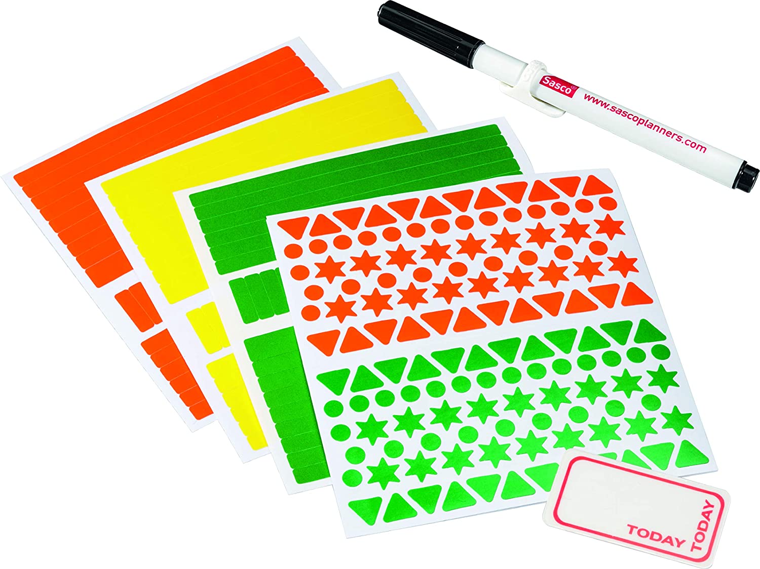 Sasco Year Planner Stickers & Pen Kit, Colour-Coded Stickers, Wet Wipe Marker & Holder