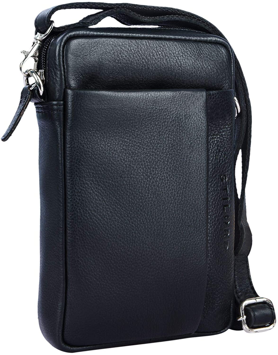 STILORD "Fiete" 2-in-1 Shoulder Bag/Wrist Bag Leather Men Vintage Hand Bag with Strap Small Cross Body Bag for Travel Journey Festival in Genuine Leather Colour:Black