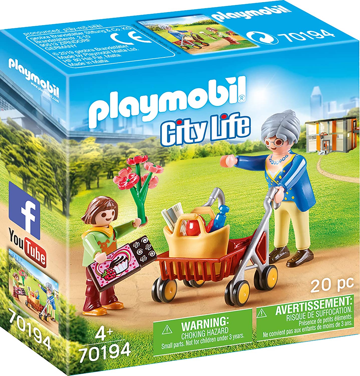 Playmobil 70194 Grandma with Rollator 4 Years +, Pastel Pink Or Light Purple, standard size