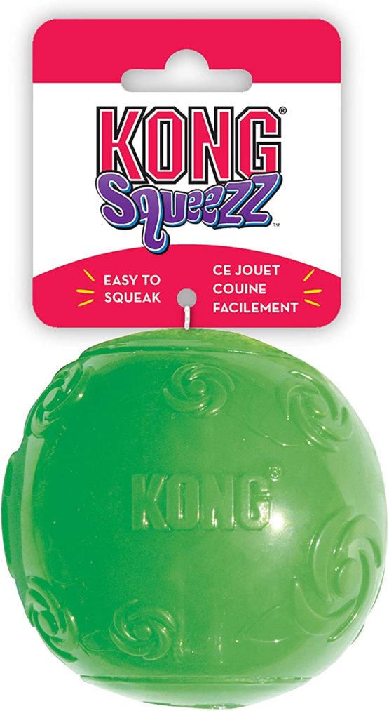 KONG - Squeezz Ball - Strong Squeaky Dog Toy, Bounces & Squeak When Punctured (Assorted Colours) - For Medium Dogs - Image 3