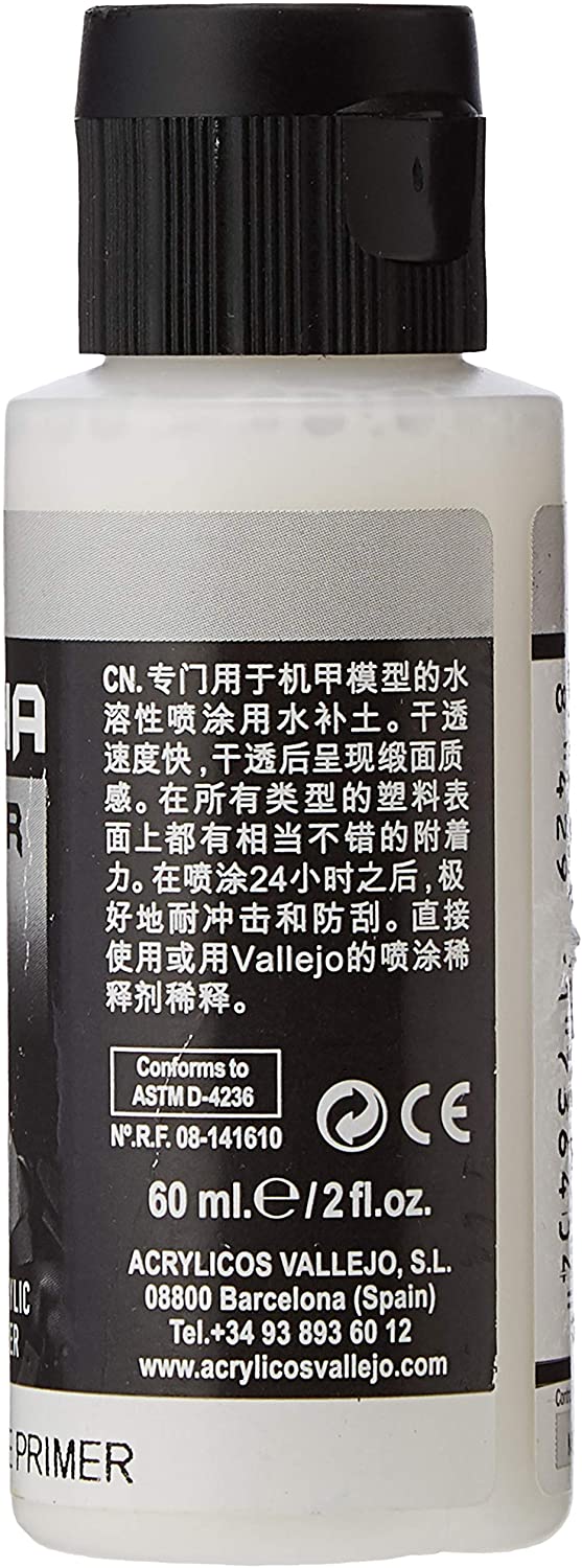Vallejo 60 ml "AV Mecha Color" Acrylic Airbrush Colour - White Primer, 60 ml (Pack of 1) - Image 2